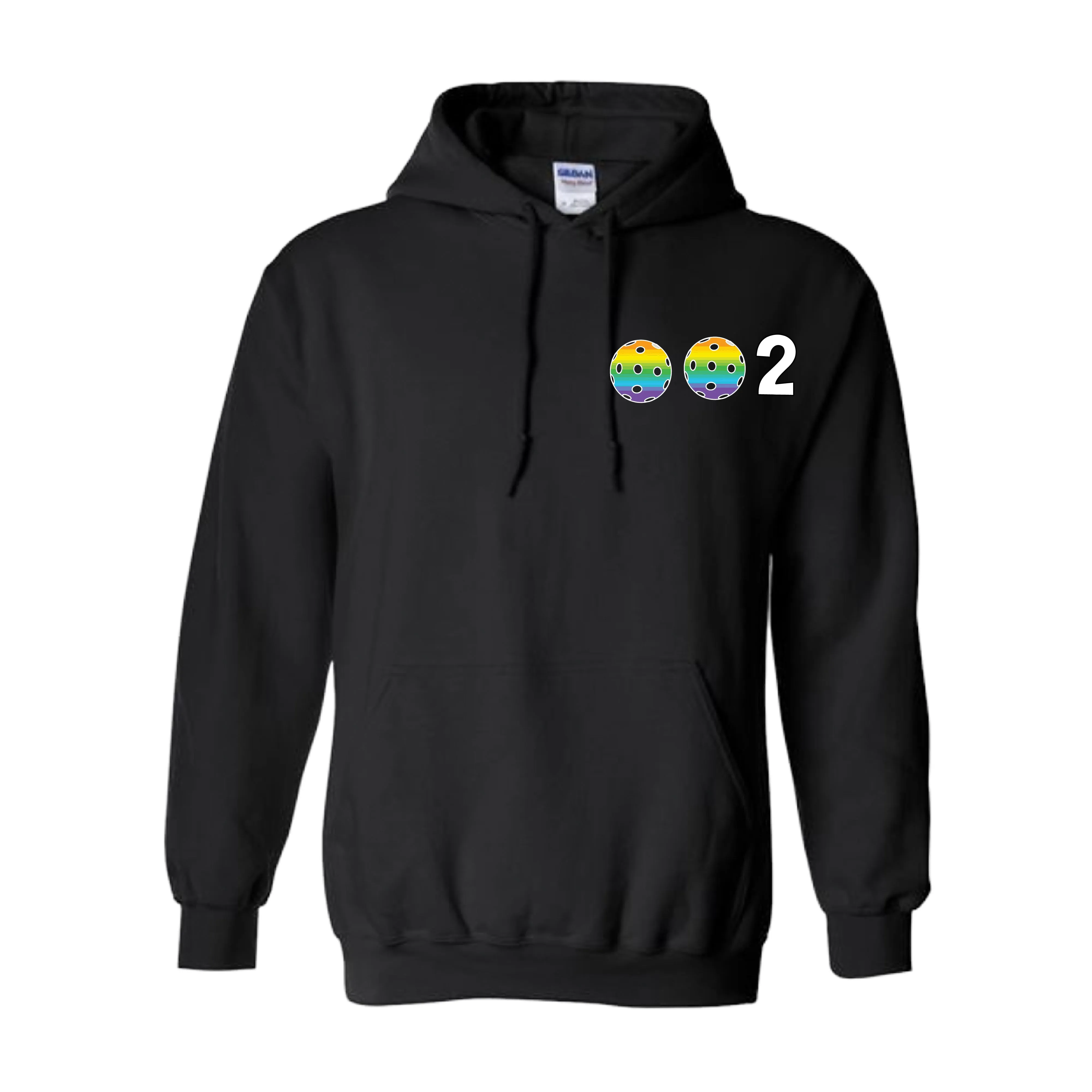 002 With Pickleballs Customizable (Colors Cyan Purple Rainbow) | Unisex Hoodie Pickleball Sweatshirt | 50% Cotton 50% Polyester