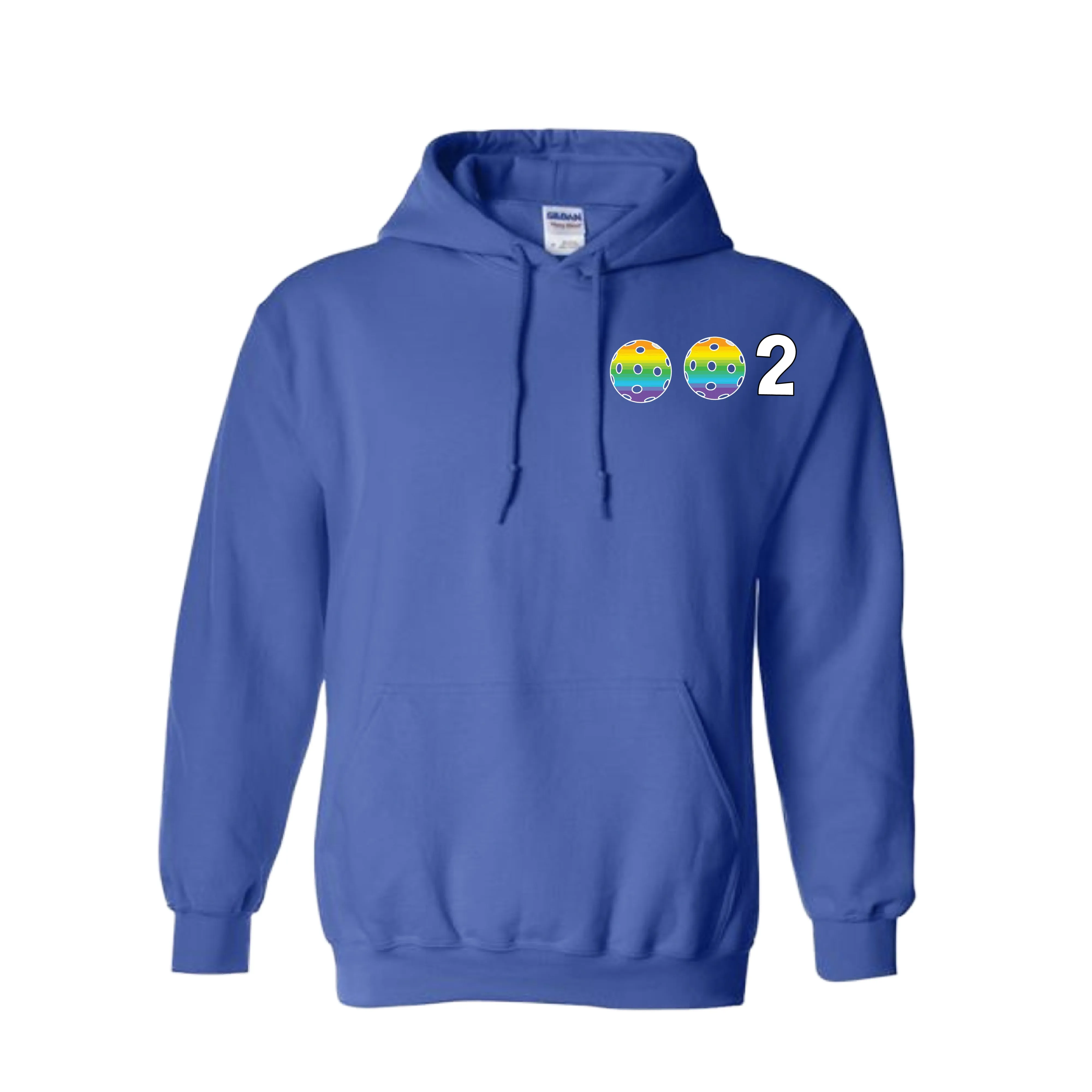 002 With Pickleballs Customizable (Colors Cyan Purple Rainbow) | Unisex Hoodie Pickleball Sweatshirt | 50% Cotton 50% Polyester