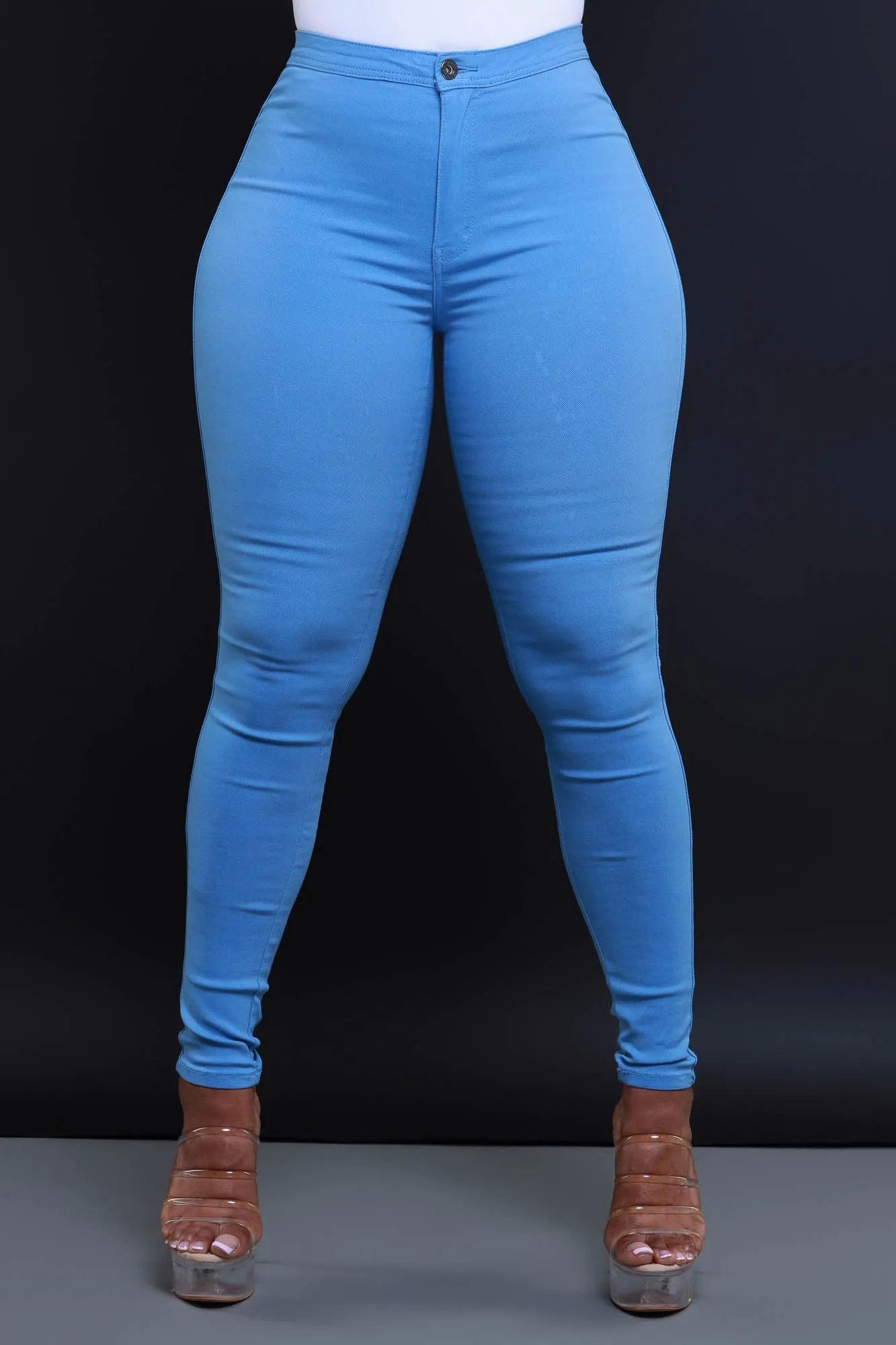 $15.99 Super Swank High Waist Stretchy Jeans - Baby Blue