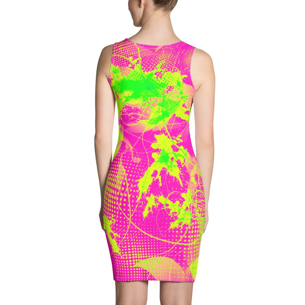 80s Summer Pop Bodycon Dress