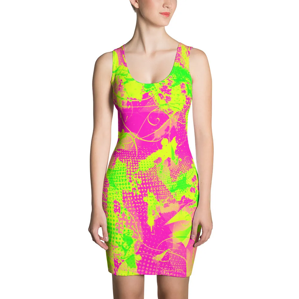 80s Summer Pop Bodycon Dress