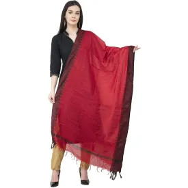 A R Silk Black Temple border Regular Dupatta Dark Red Color Dupatta or Chunni