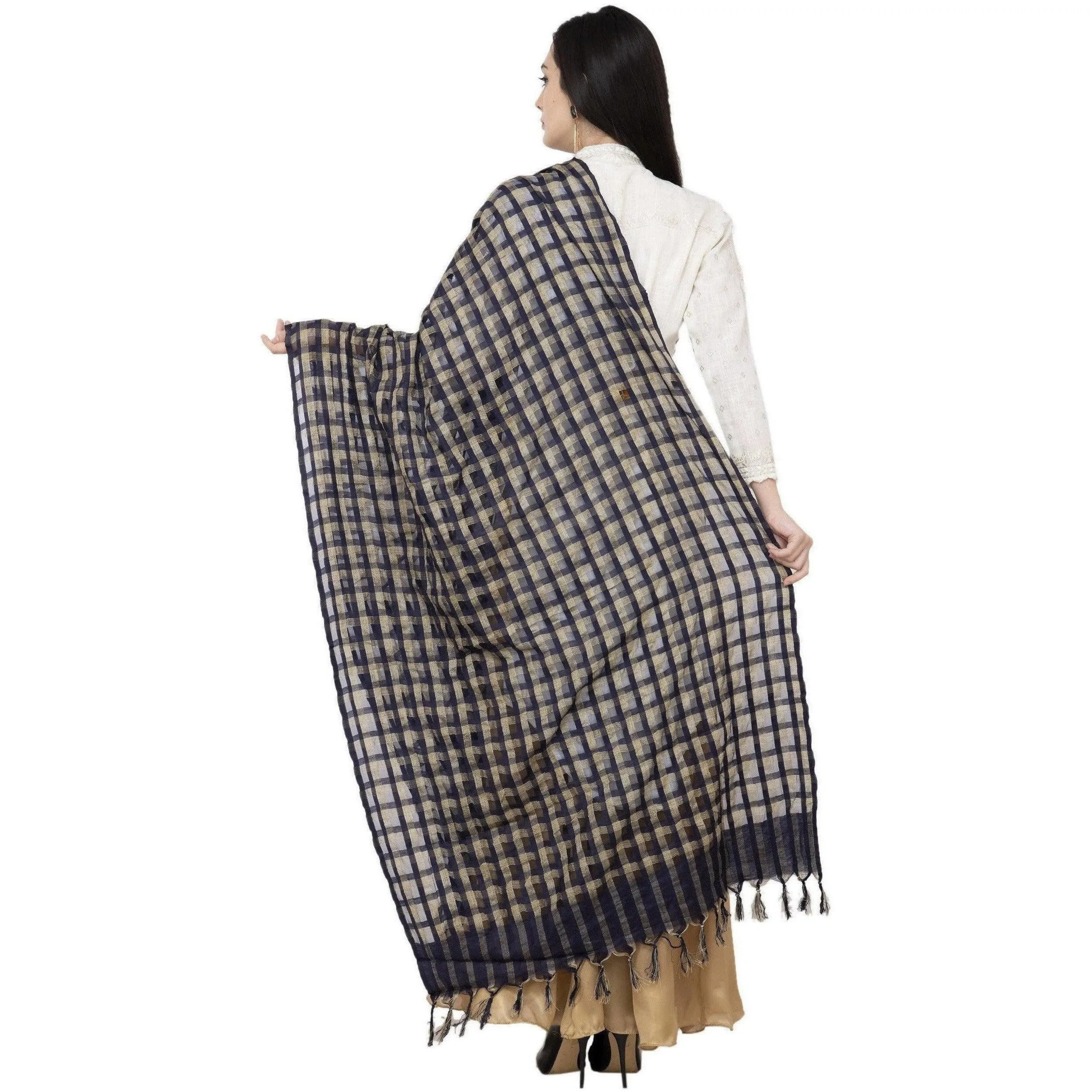 A R Silk Golder Box Regular Dupatta Color Navy Dupatta or Chunni