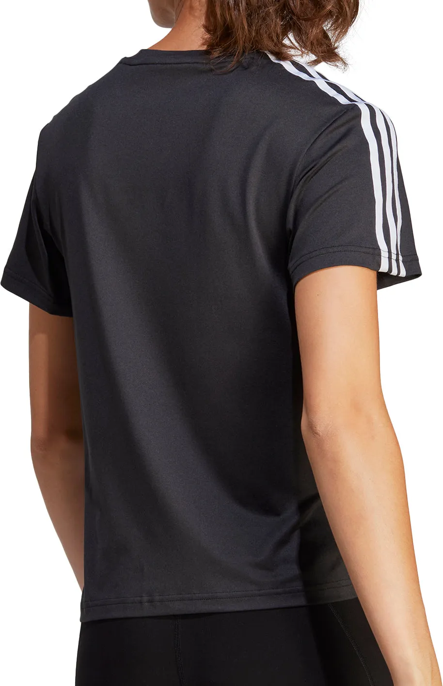 adidas AeroReady Train Essentials 3 Stripes Short Sleeve Womens Training Top - Black