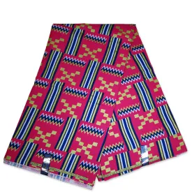 African print fabric - Exclusive Embellished Glitter effects 100% cotton - KT-3096 Kente Gold Pink