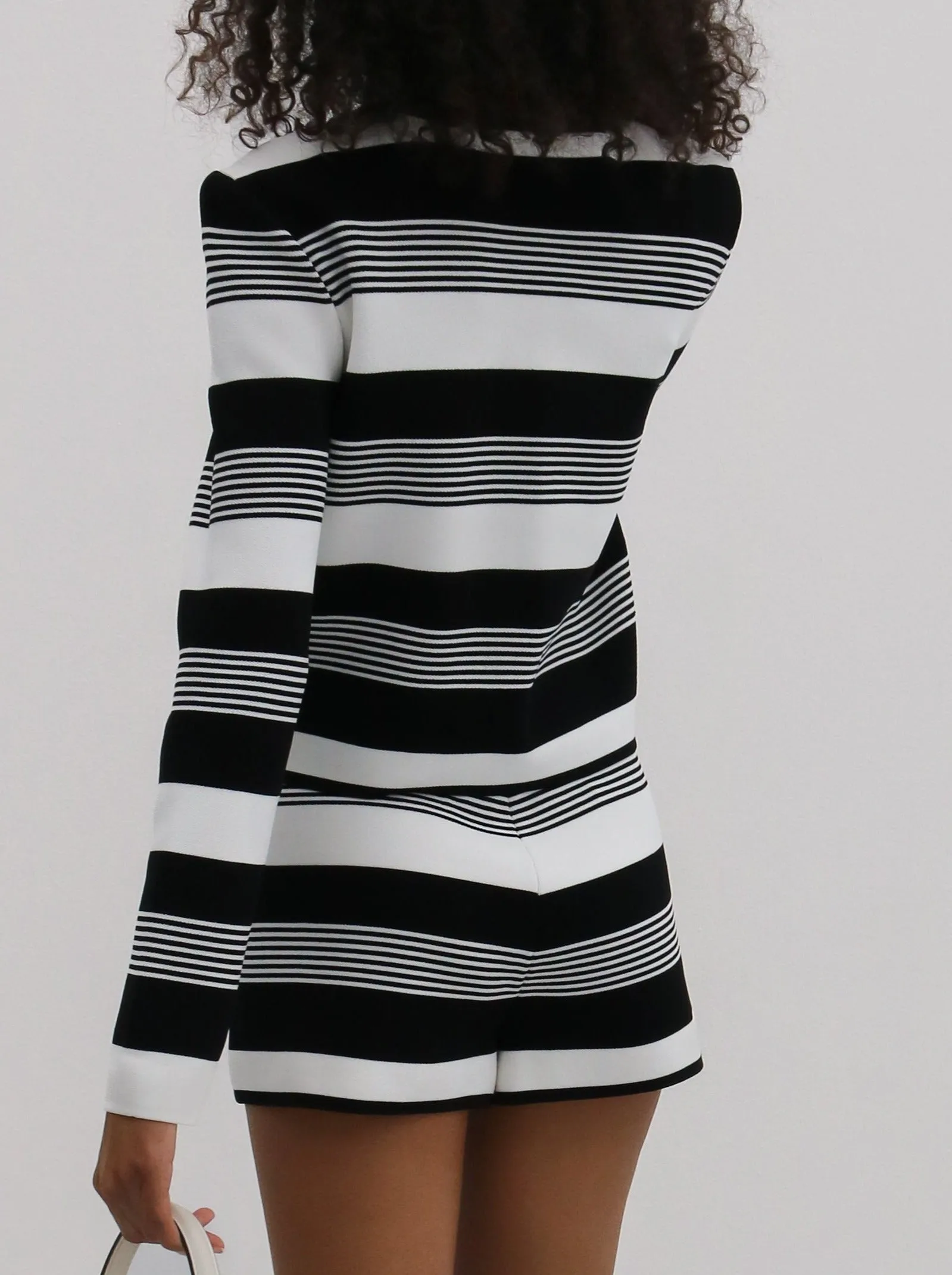 Antalia Stripe Knit Shorts | Black & White