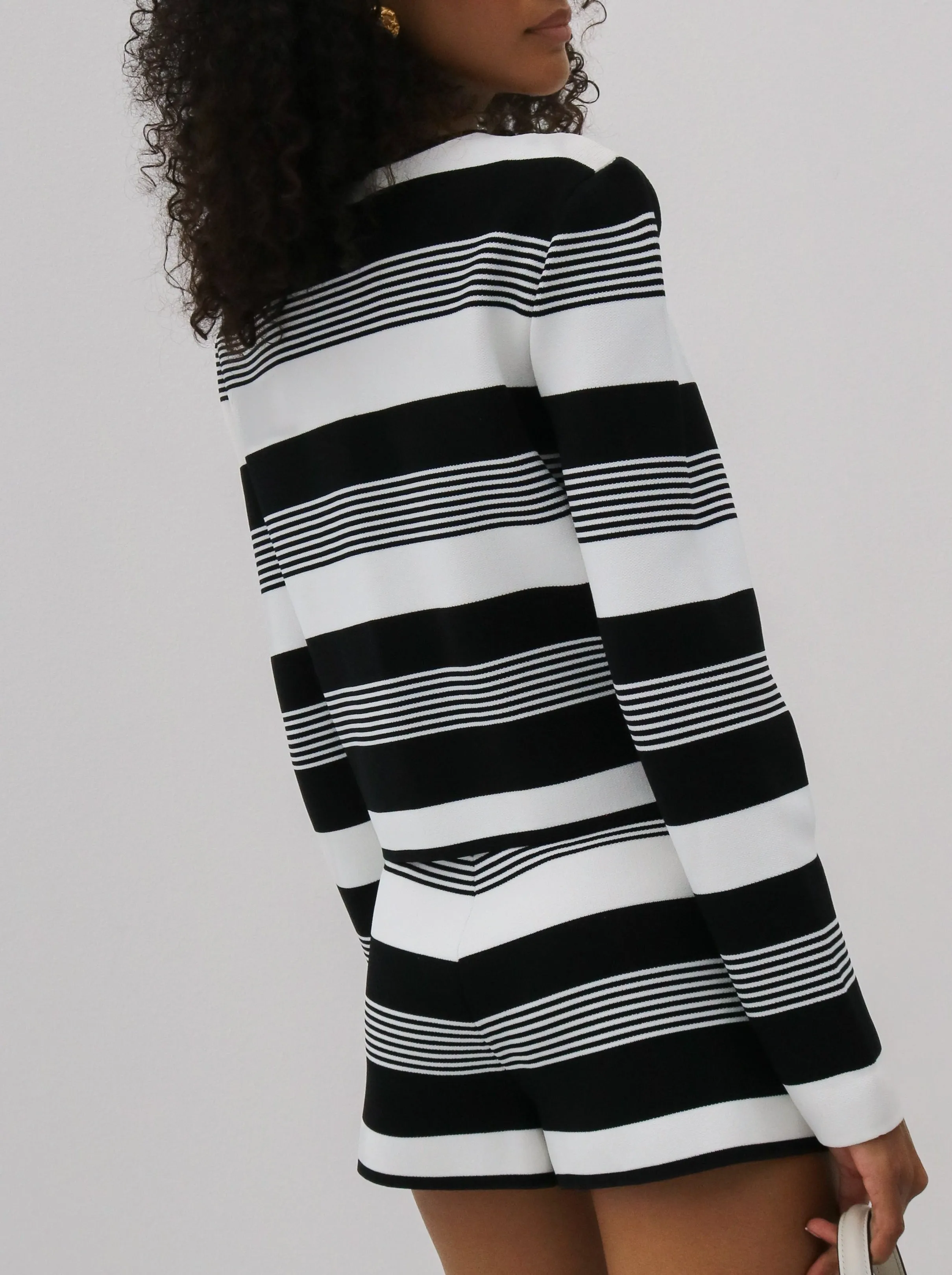 Antalia Stripe Knit Shorts | Black & White