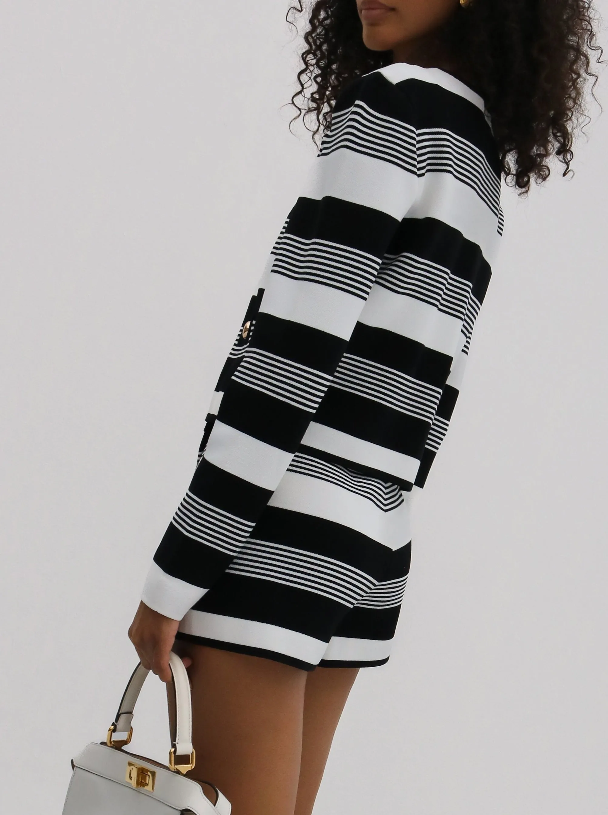 Antalia Stripe Knit Shorts | Black & White