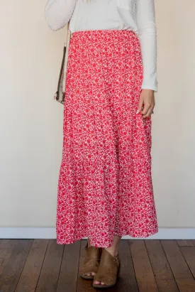 Antique Blooms Tiered Maxi Skirt