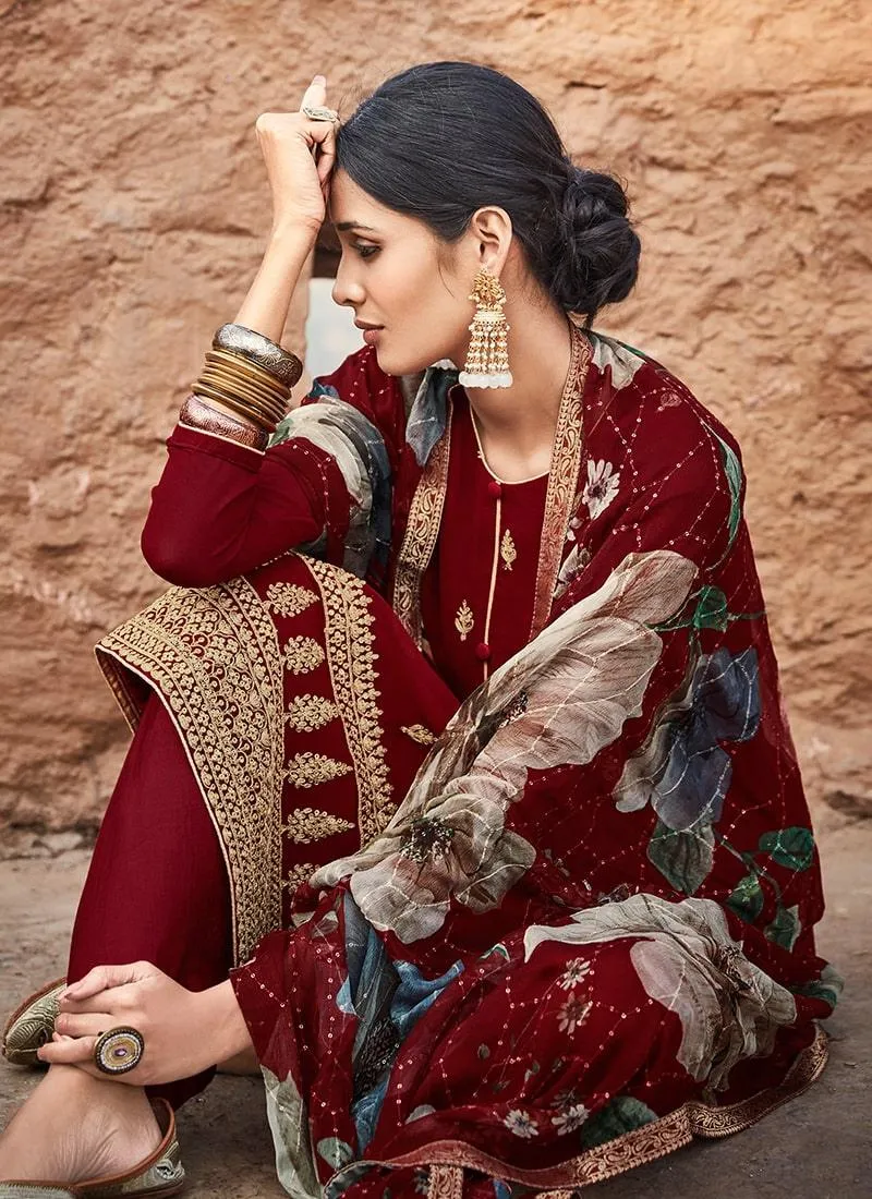 Appreciative Georgette Base Palazzo Suit With Dupatta