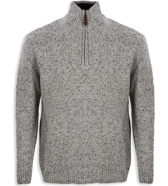 Aran Wool Zip Neck Sweater