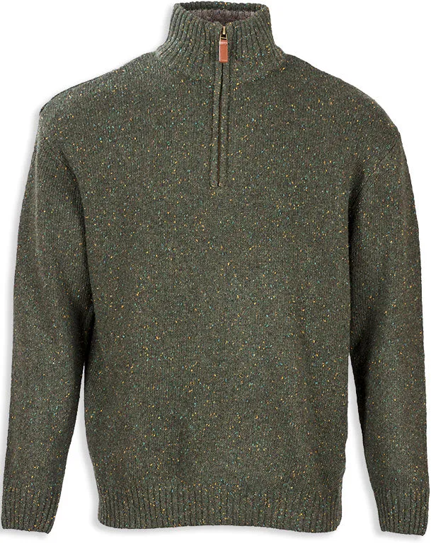 Aran Wool Zip Neck Sweater