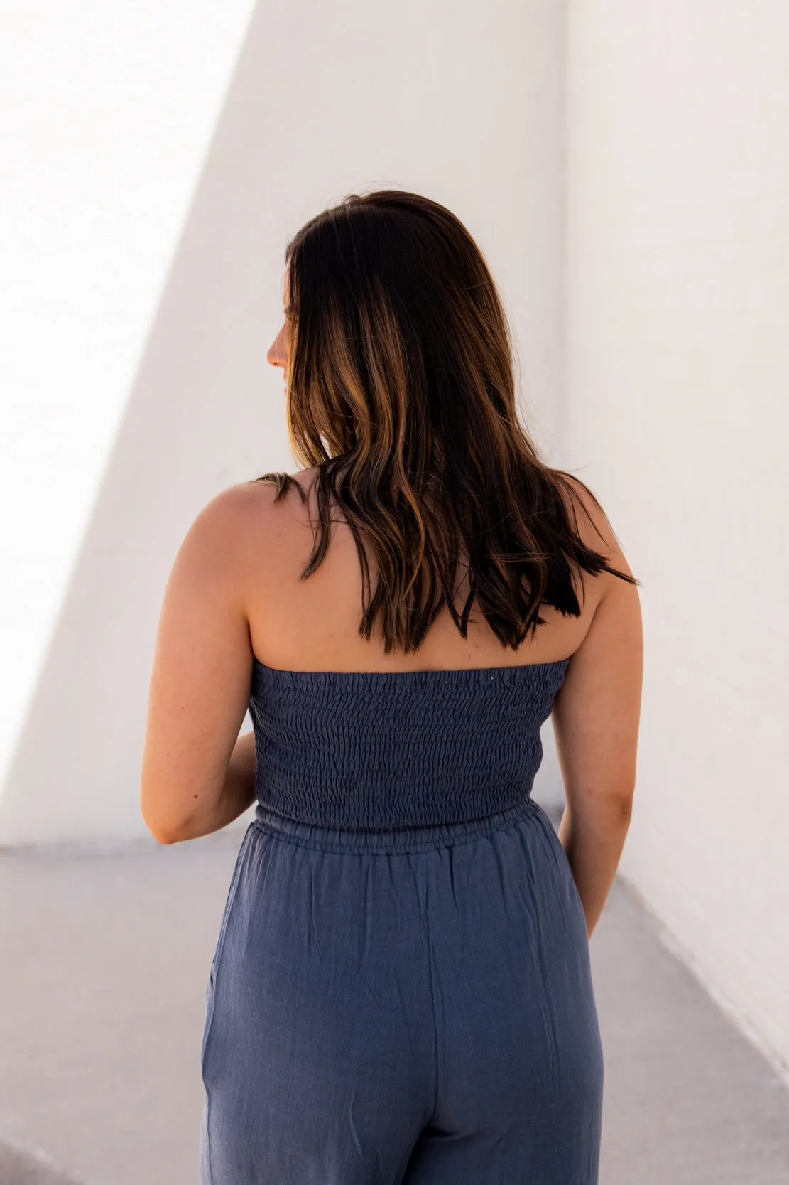 Aubrie Smocked Tube Top | Indigo