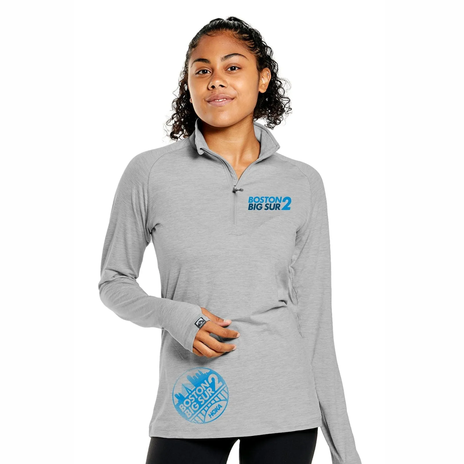 B2BS Women's Tech 1/4 Zip -Light Heather Grey- Boston 2 Big Sur