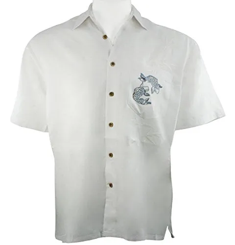 Bamboo Cay -Charming Koi, Off White Embroidered Men's Shirt