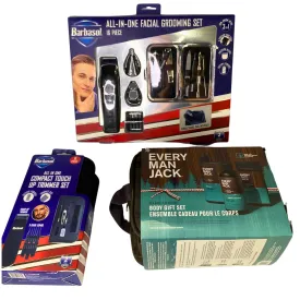 Barbasol & Every Man Jack Mix Includes Body Gift Set , Grooming & Trimming Set (35 Pcs lot)