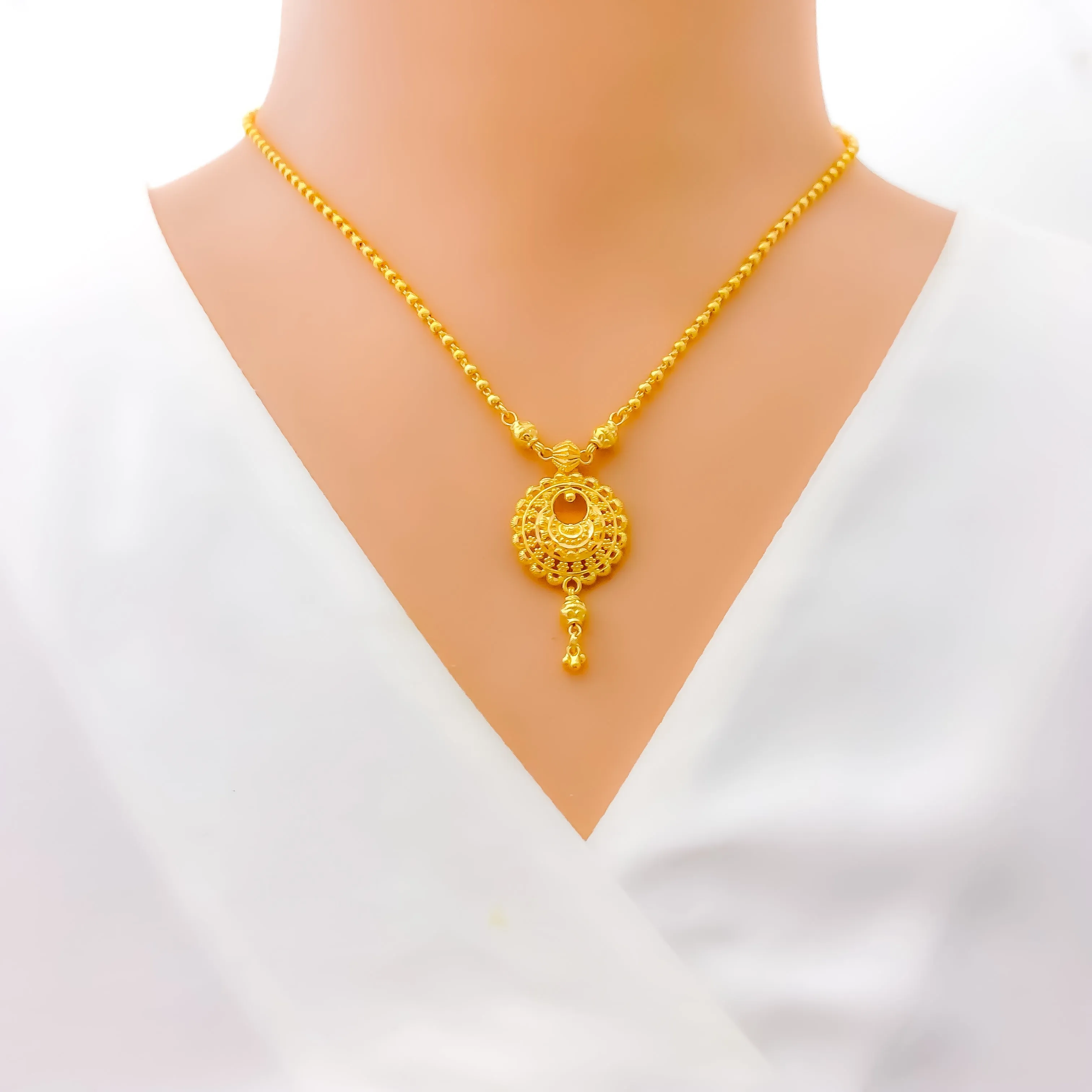 Beaded Flower Inspired 22k Gold Necklace Set