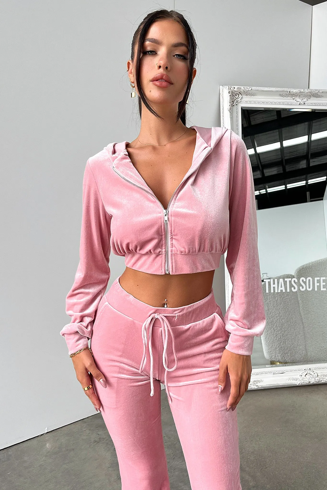 Beba Cropped Hoodie - Pink