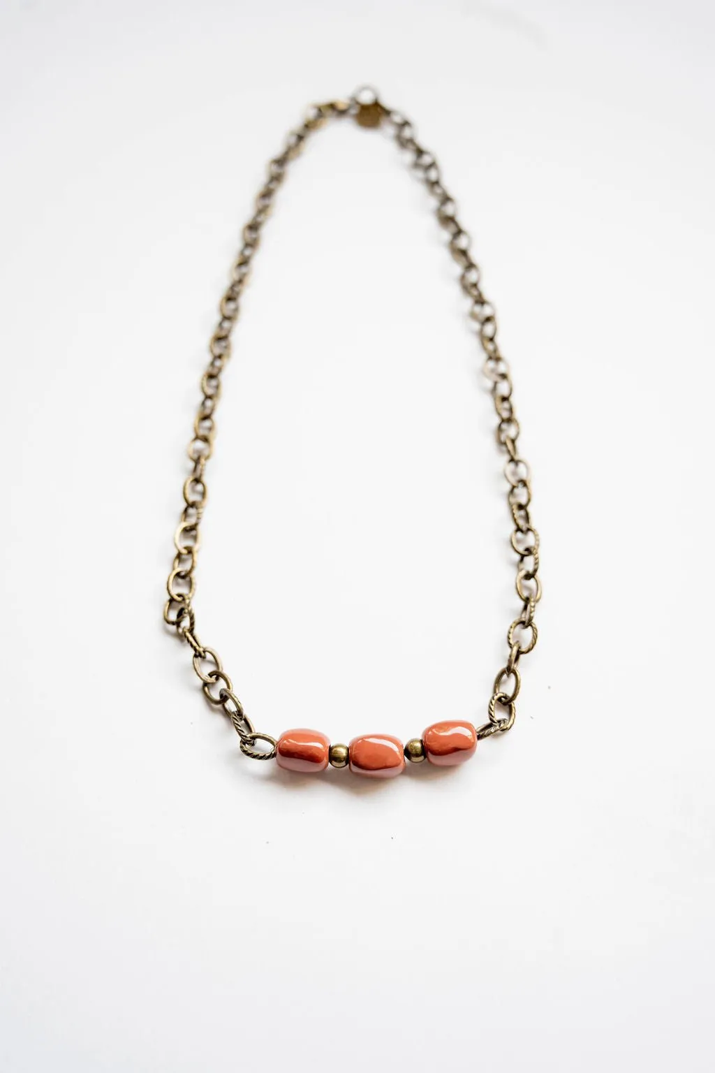 Bel Koz Simple Elongated Clay Bead Necklace