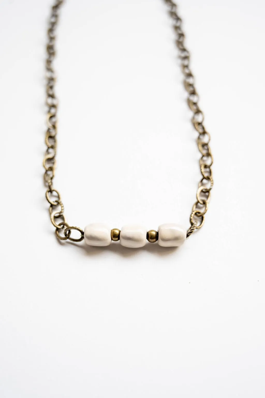 Bel Koz Simple Elongated Clay Bead Necklace