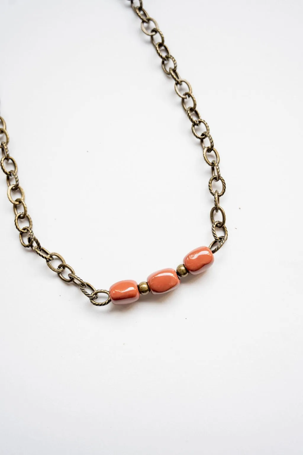 Bel Koz Simple Elongated Clay Bead Necklace