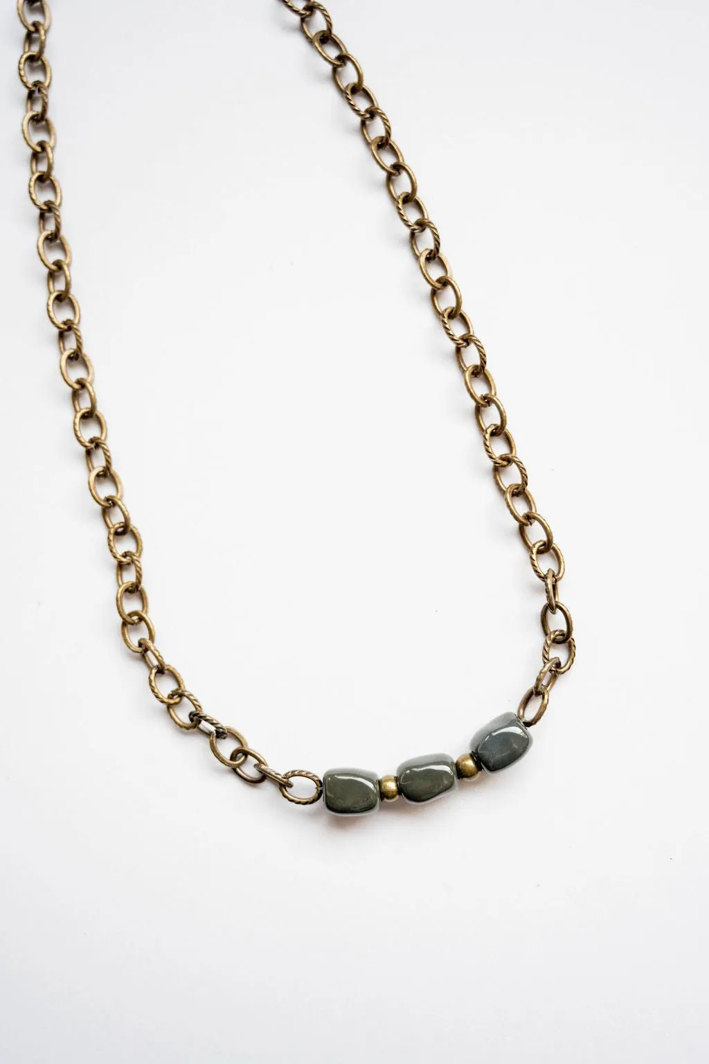 Bel Koz Simple Elongated Clay Bead Necklace