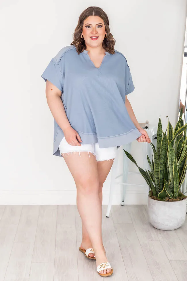 Best Moves Blue Raw Hem Blouse FINAL SALE