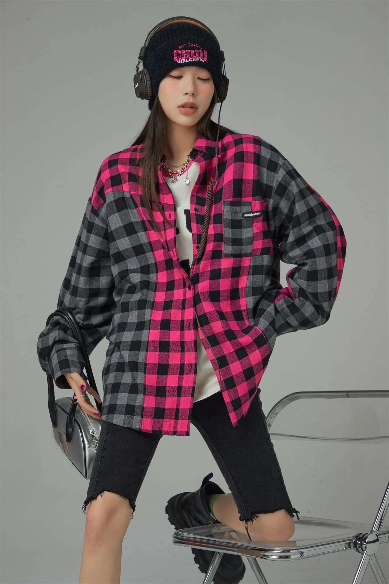 Bi-Color Oversized Check Shirt