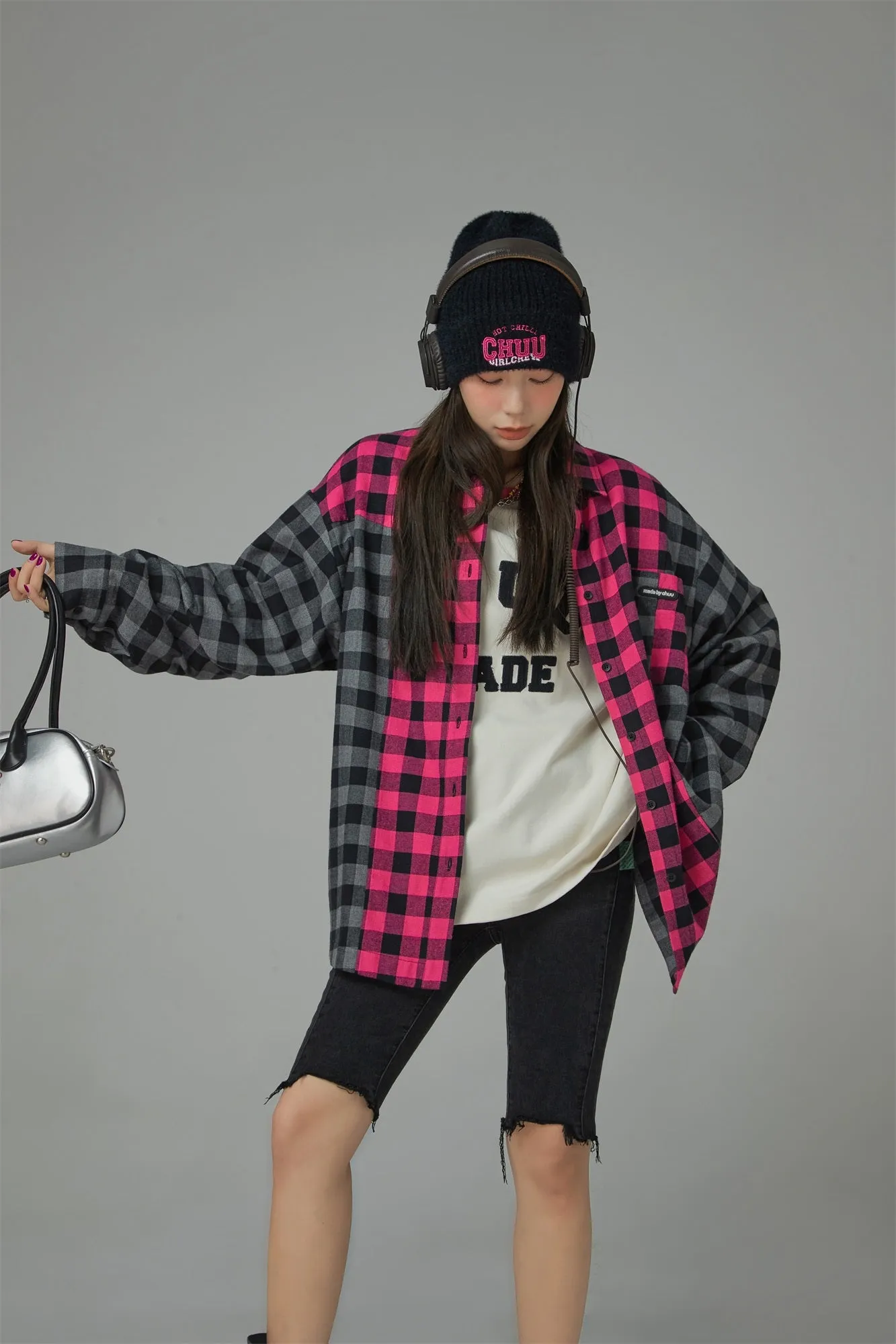 Bi-Color Oversized Check Shirt