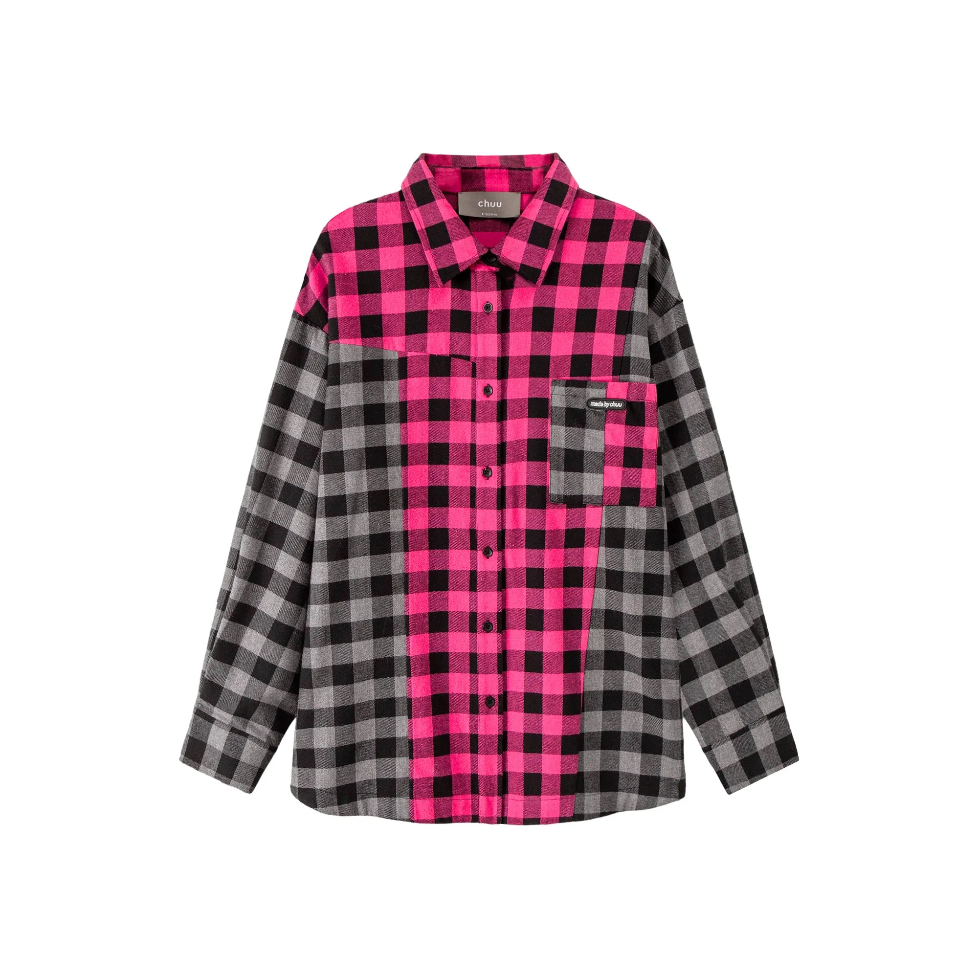 Bi-Color Oversized Check Shirt