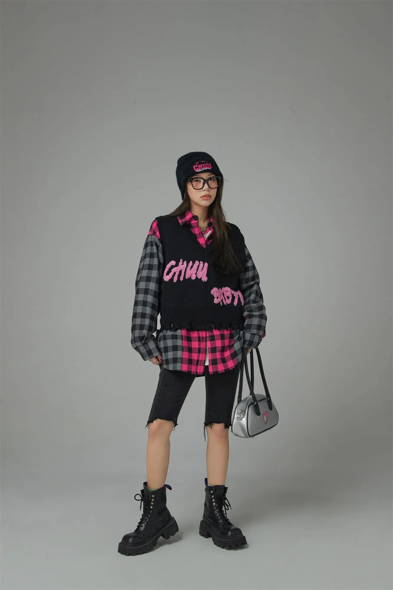 Bi-Color Oversized Check Shirt