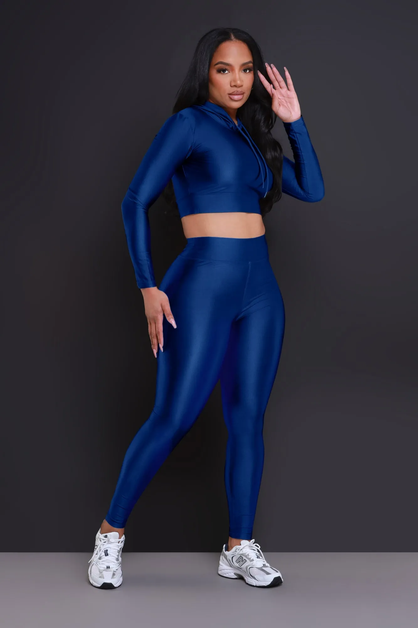 Big Ego Cropped Hooded Legging Set - Royal Blue