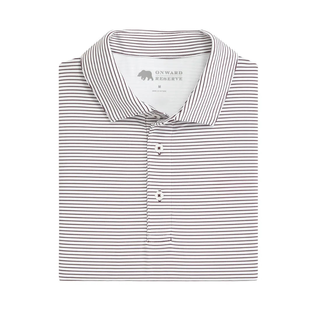 Birdie Stripe Performance Polo - White/Maroon