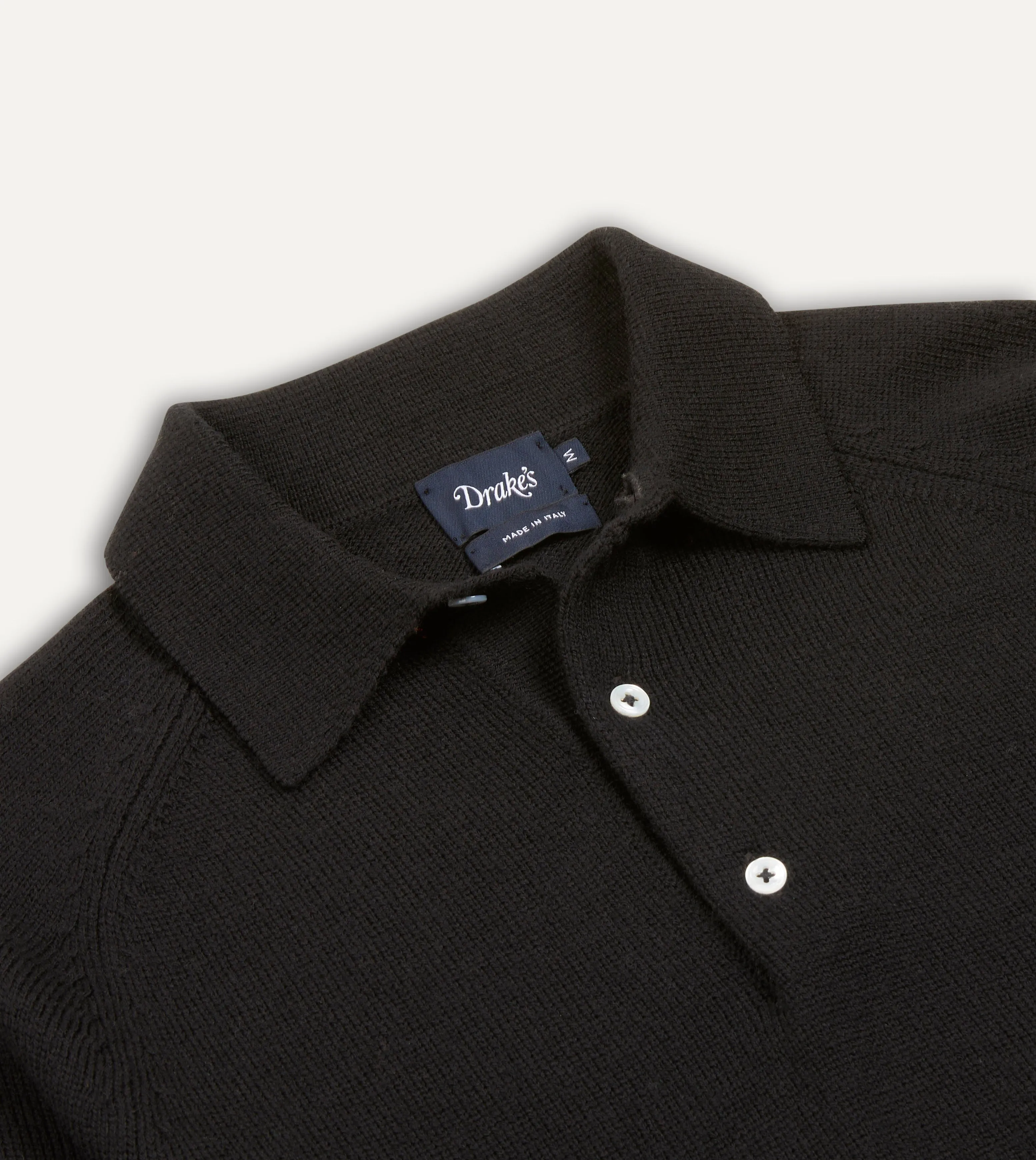 Black Merino Wool Knitted Polo