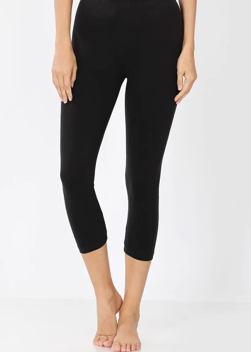 Black Premium Cotton Capri Leggings - FINAL SALE