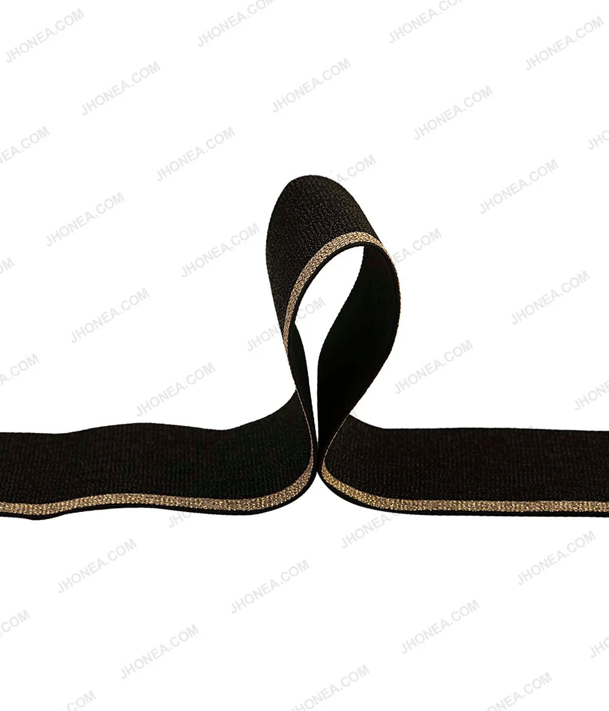 Black with Shiny Metallic Gold Knit Glitter Fancy Elastic