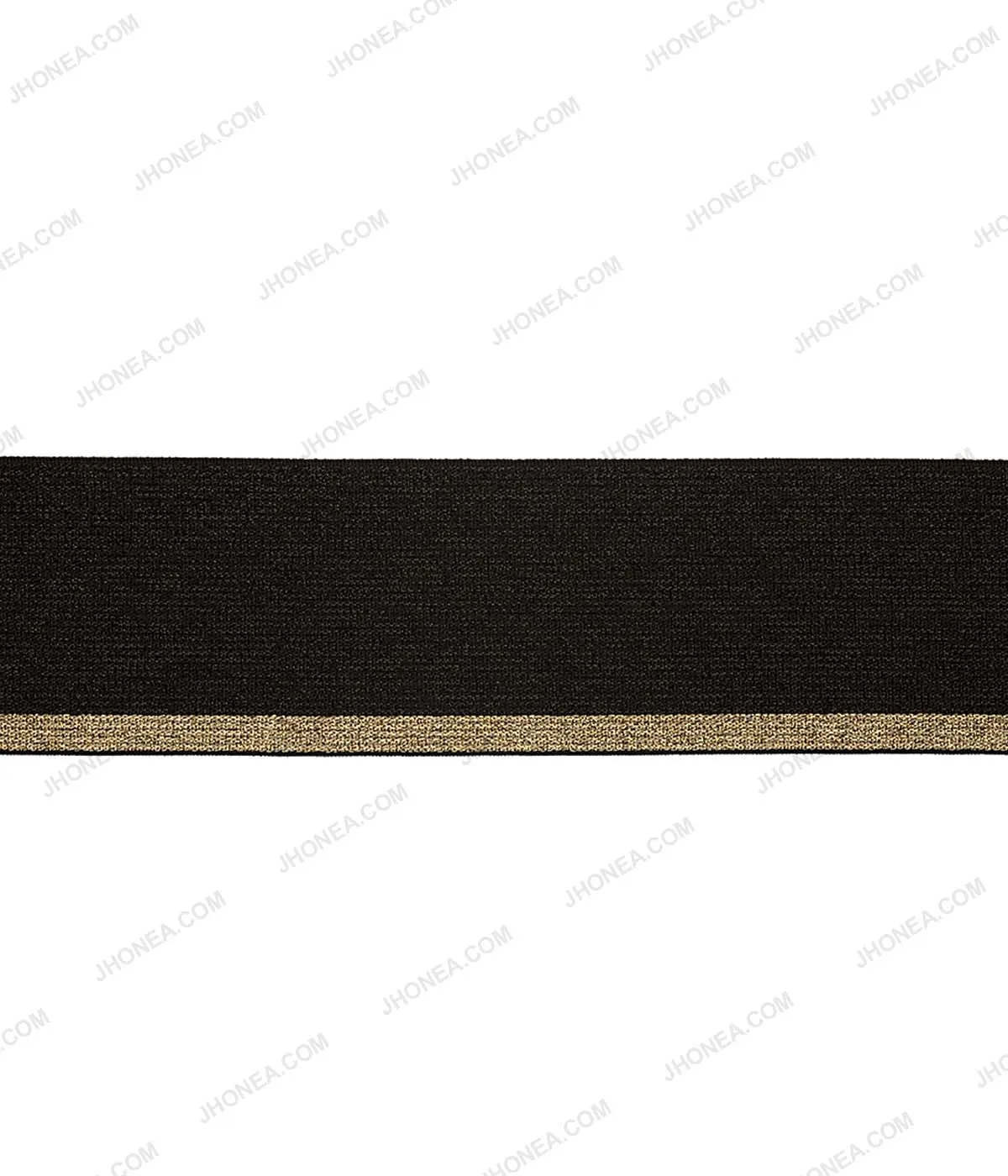 Black with Shiny Metallic Gold Knit Glitter Fancy Elastic