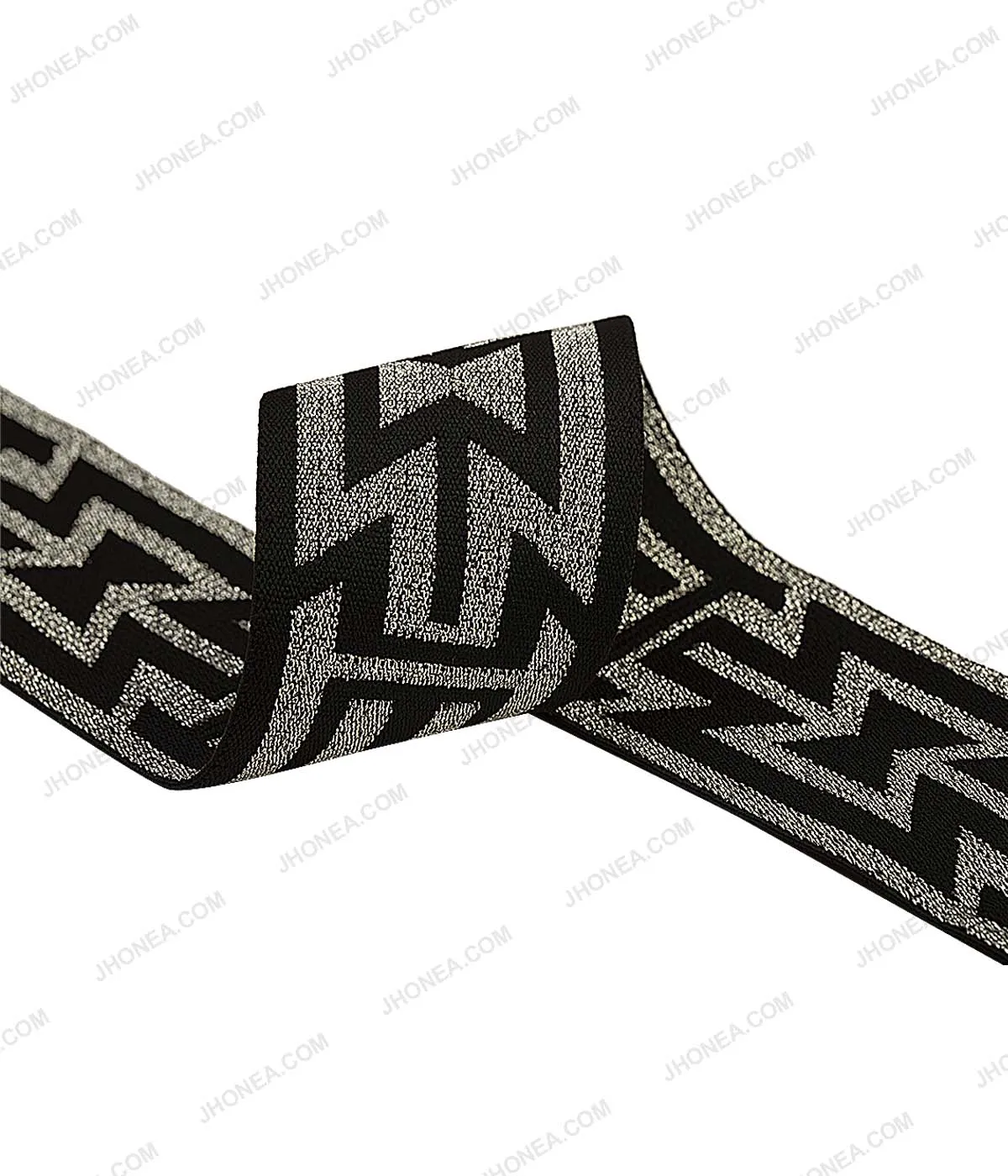 Black with Shiny Metallic Silver Rivil-Civil Glitter Elastic