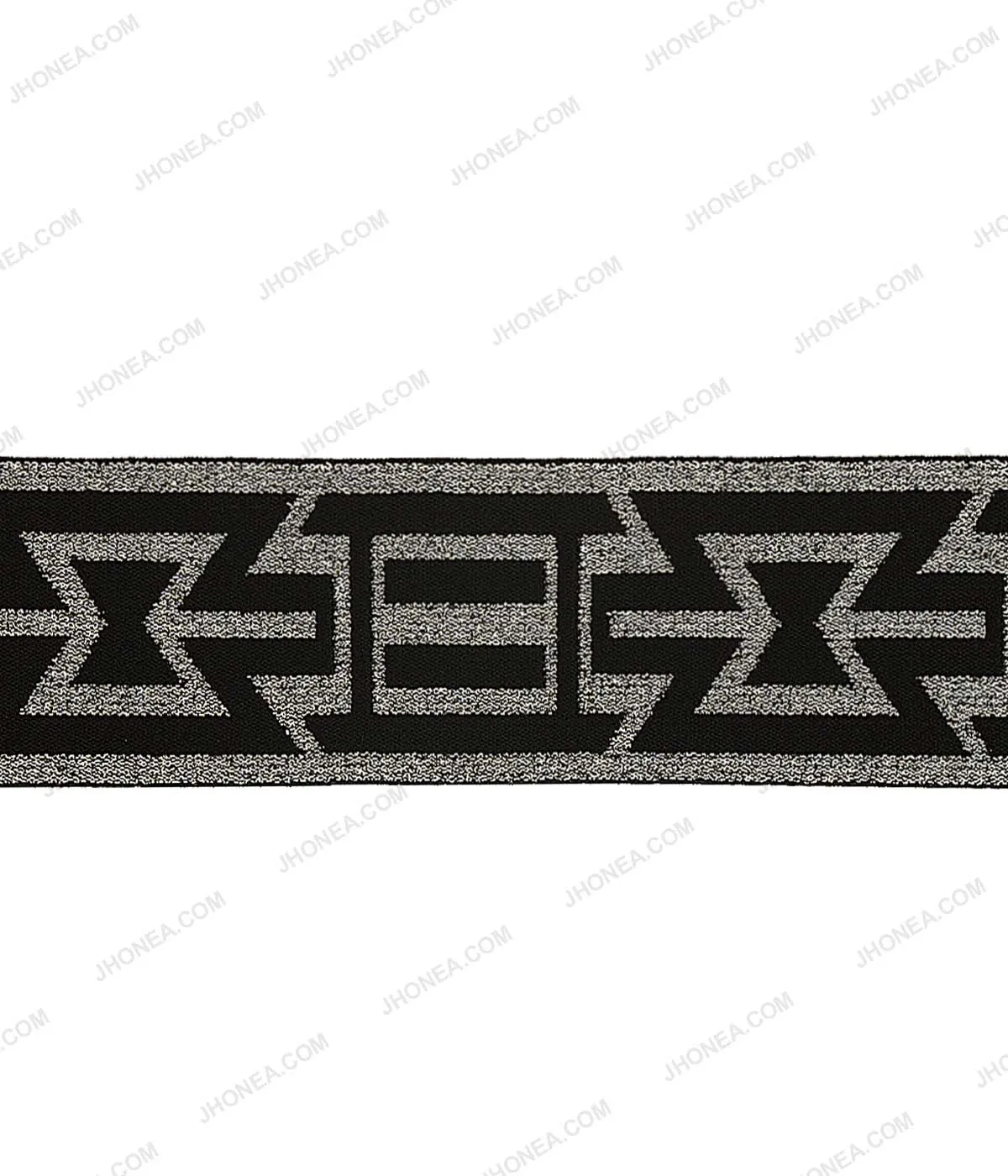 Black with Shiny Metallic Silver Rivil-Civil Glitter Elastic