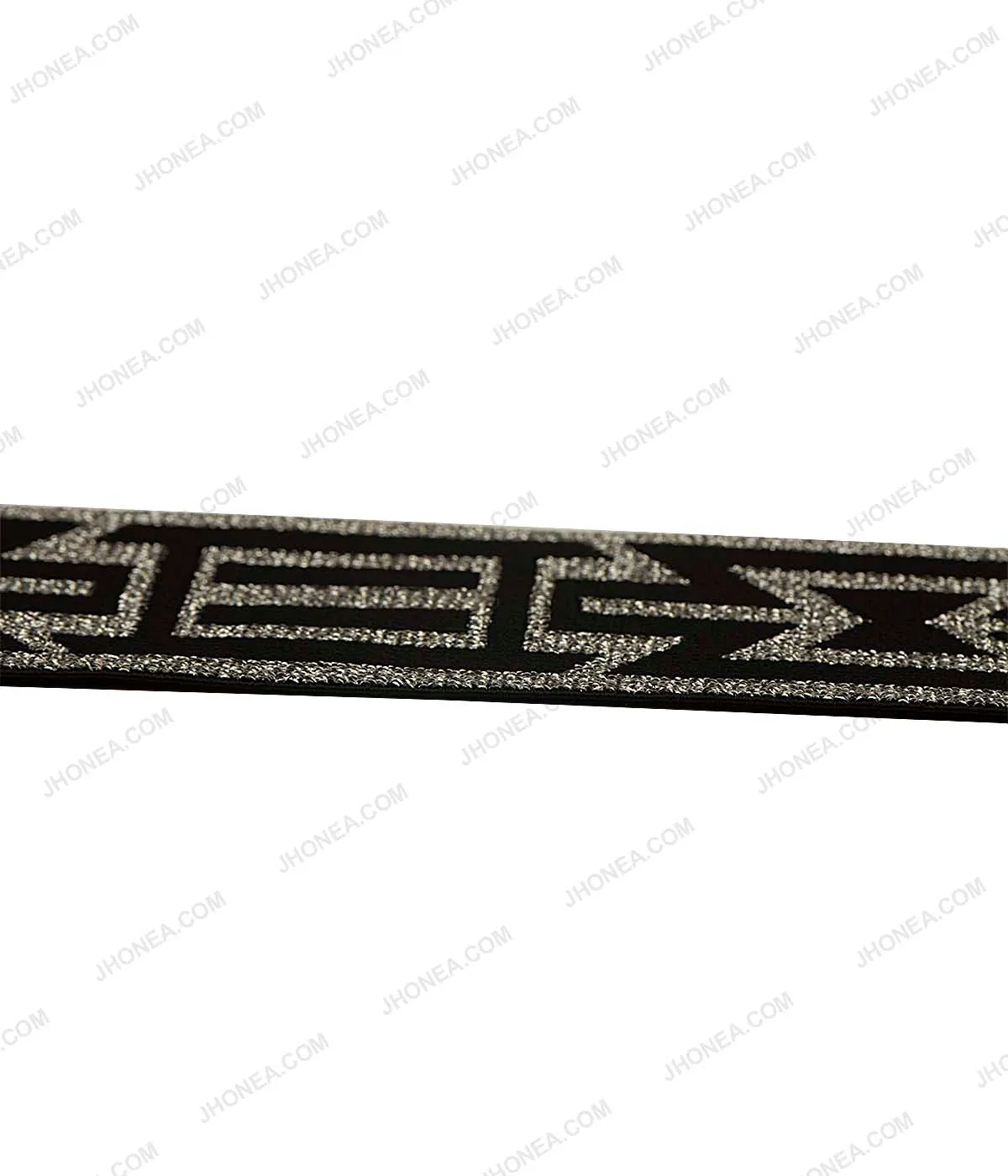 Black with Shiny Metallic Silver Rivil-Civil Glitter Elastic