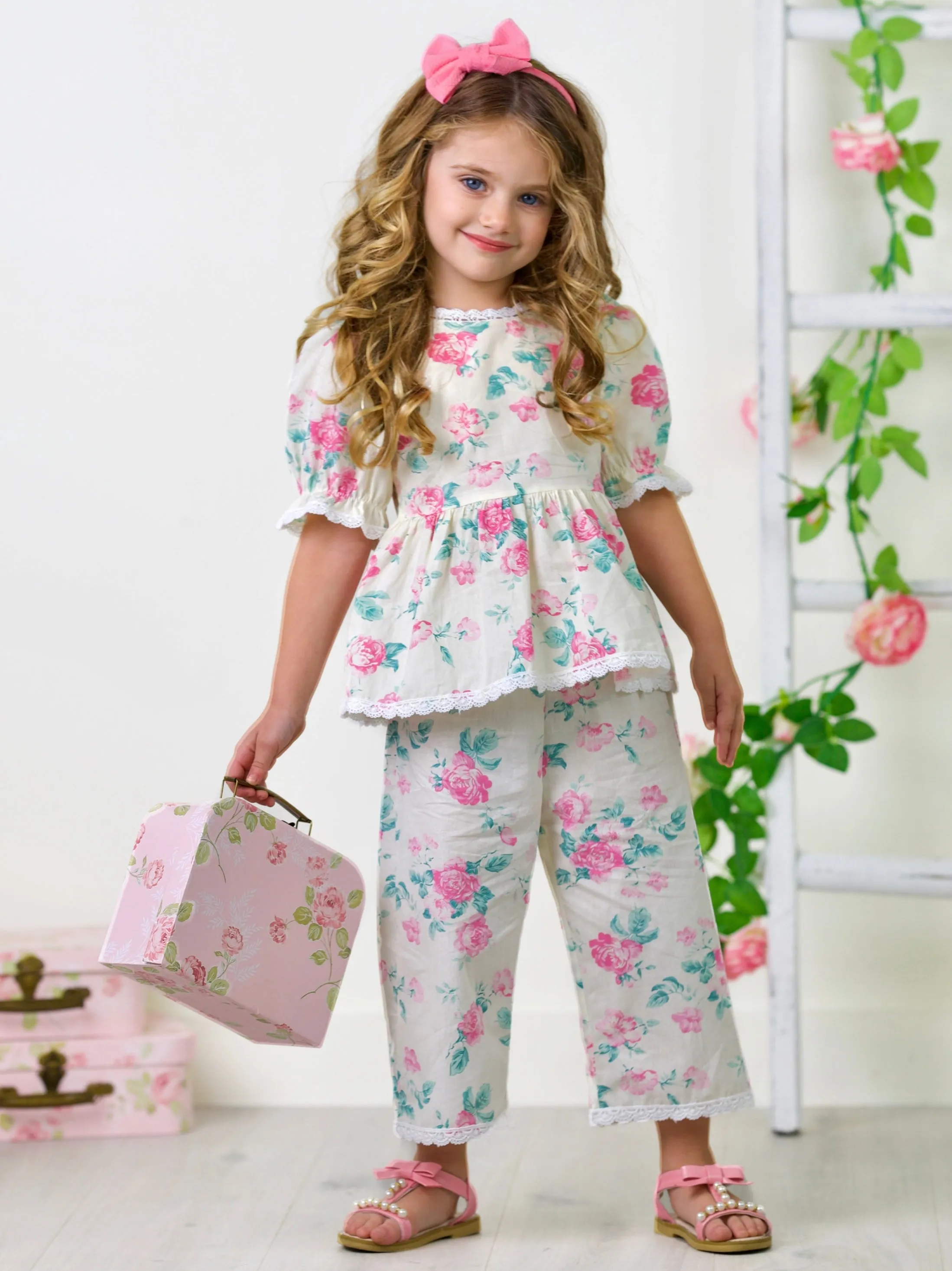 Blooming In Comfort Floral Wide Leg Pants Set