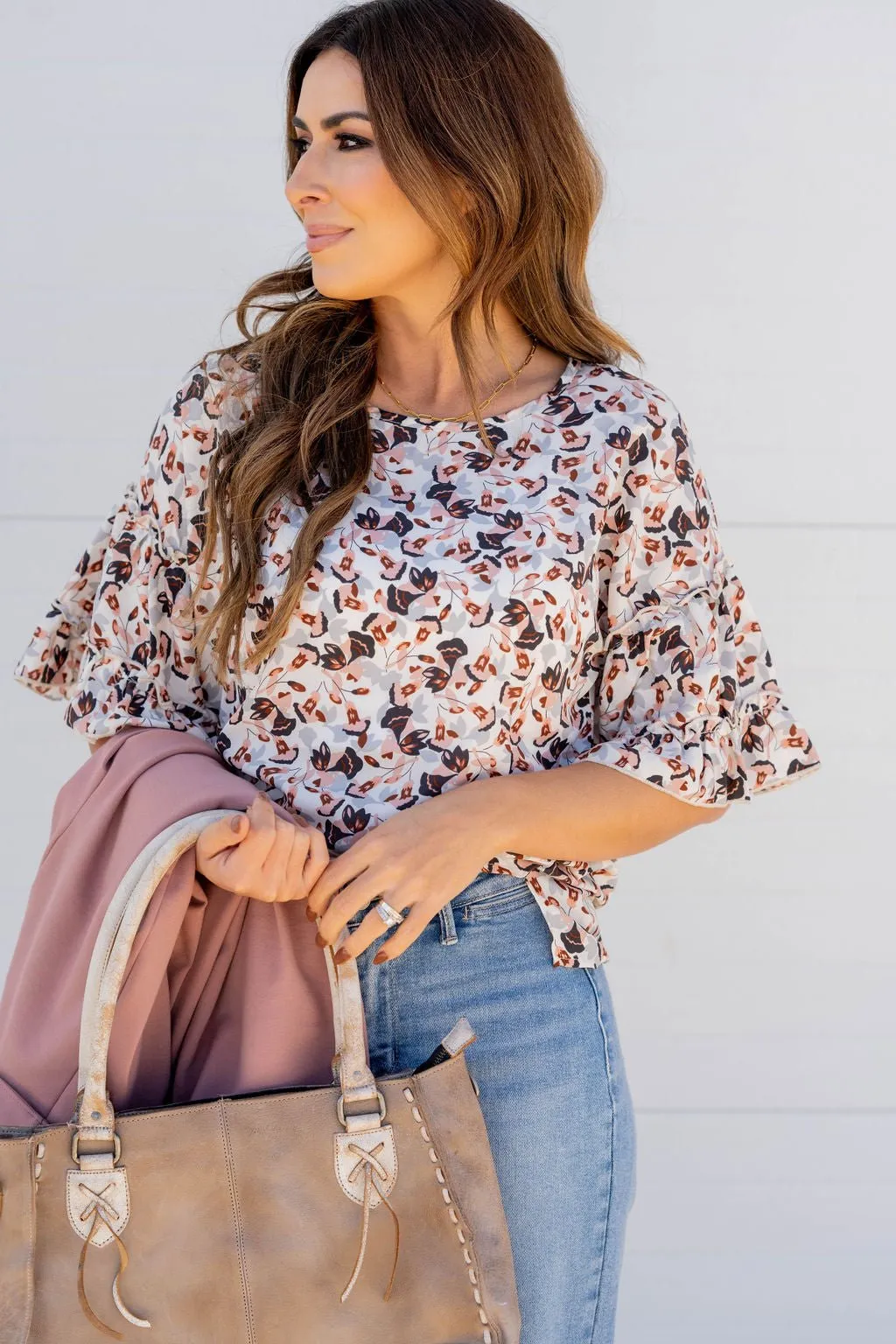 Blossoming Buds Ruffle Trim Blouse