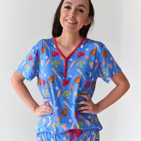 Blue All Stars Women's Short Sleeve Pajama Top