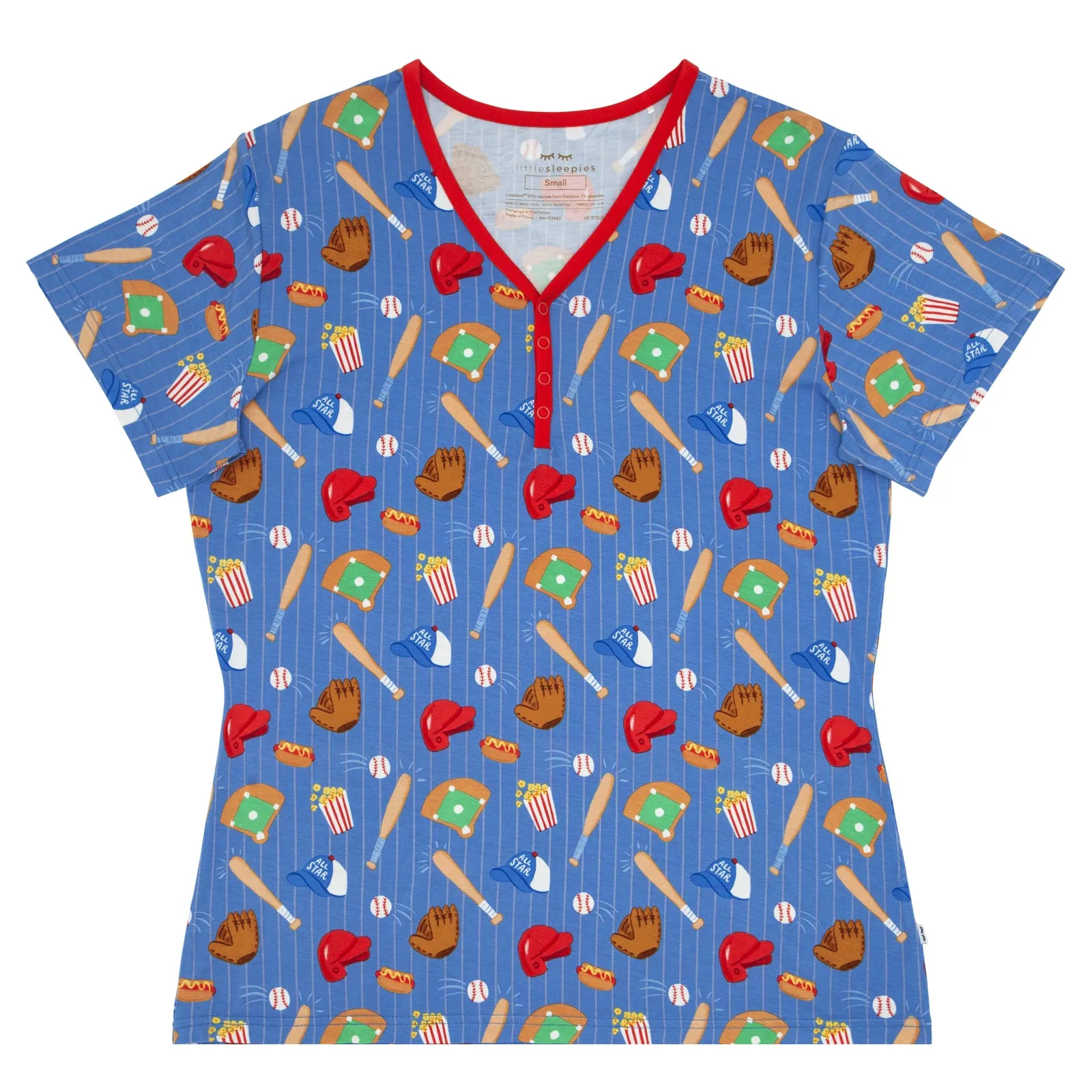 Blue All Stars Women's Short Sleeve Pajama Top