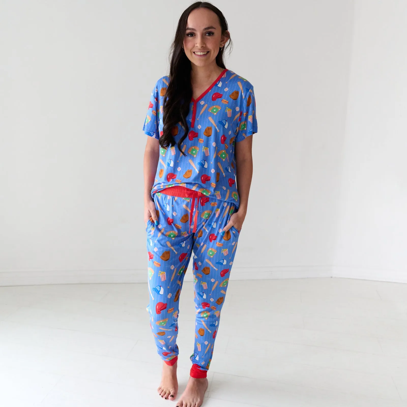 Blue All Stars Women's Short Sleeve Pajama Top