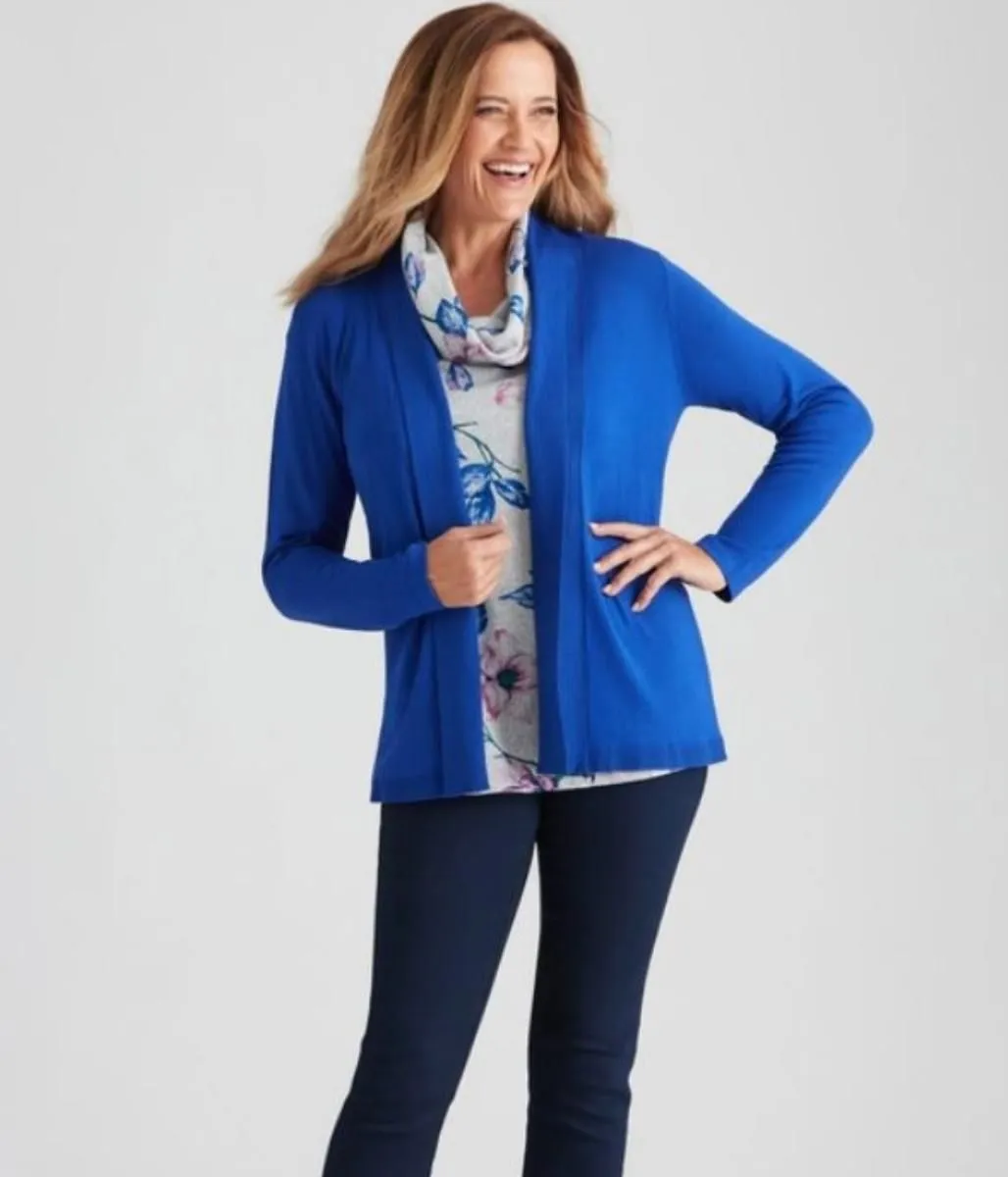 Blue Rib Collar Cardigan