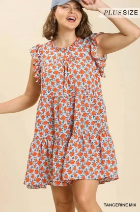 Blue/Orange Floral Babydoll Dress