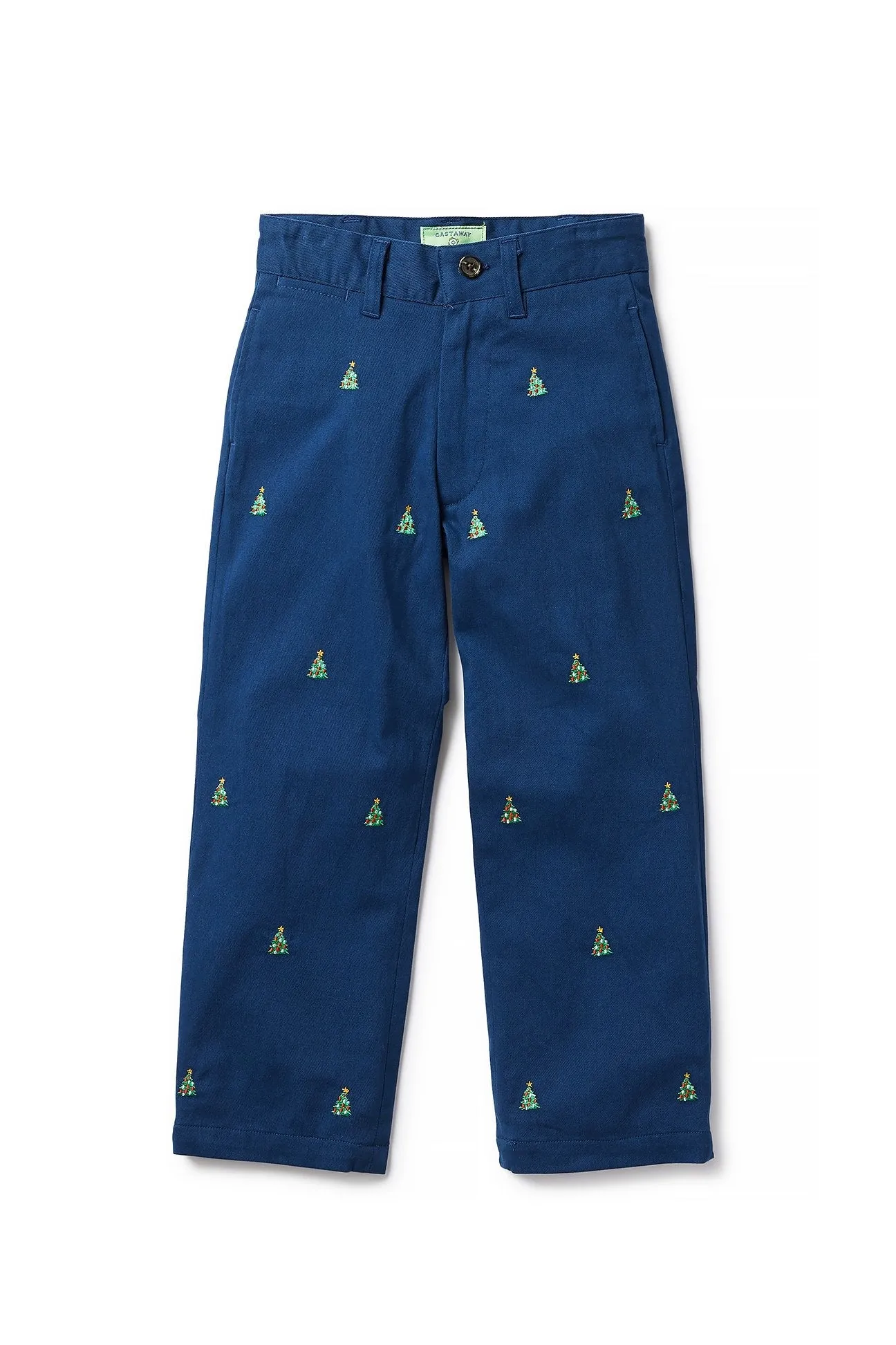 Boys Port Pant Stretch Twill Nantucket Navy with Christmas Tree