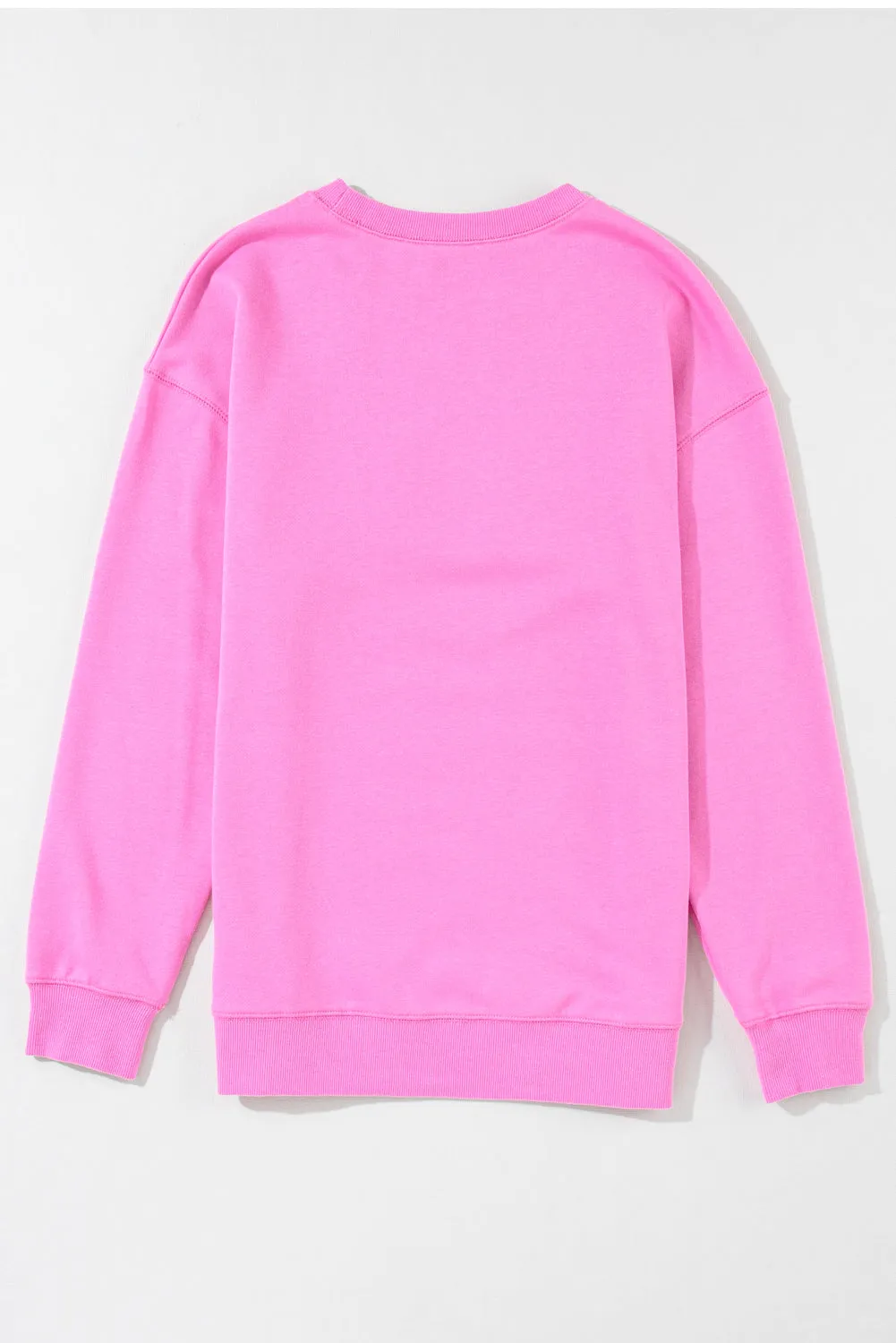 Bright Pink MAMA or COFFEE Letter Embossed Casual Sweatshirt