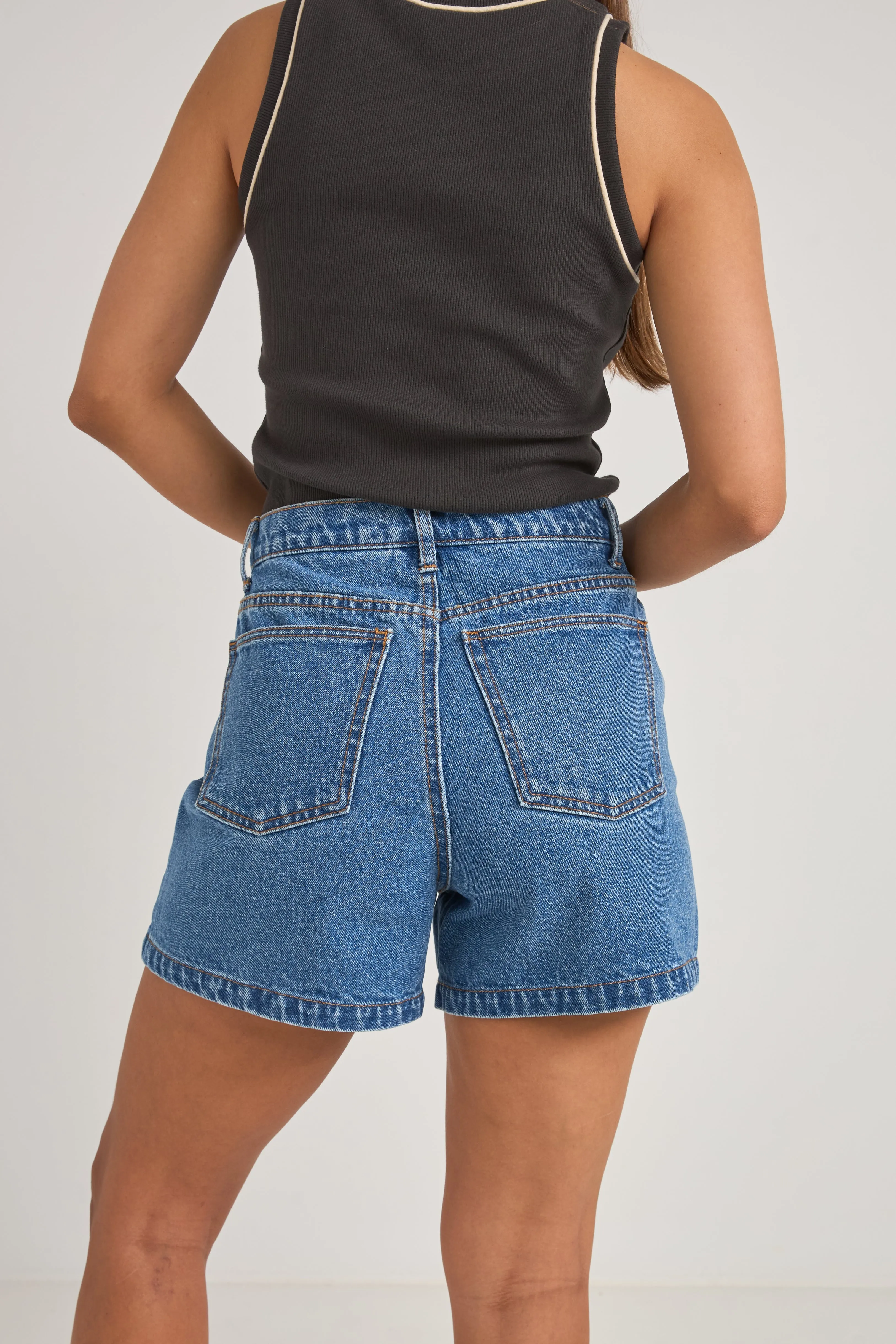 Brisa High Waist Denim Short Sea Blue